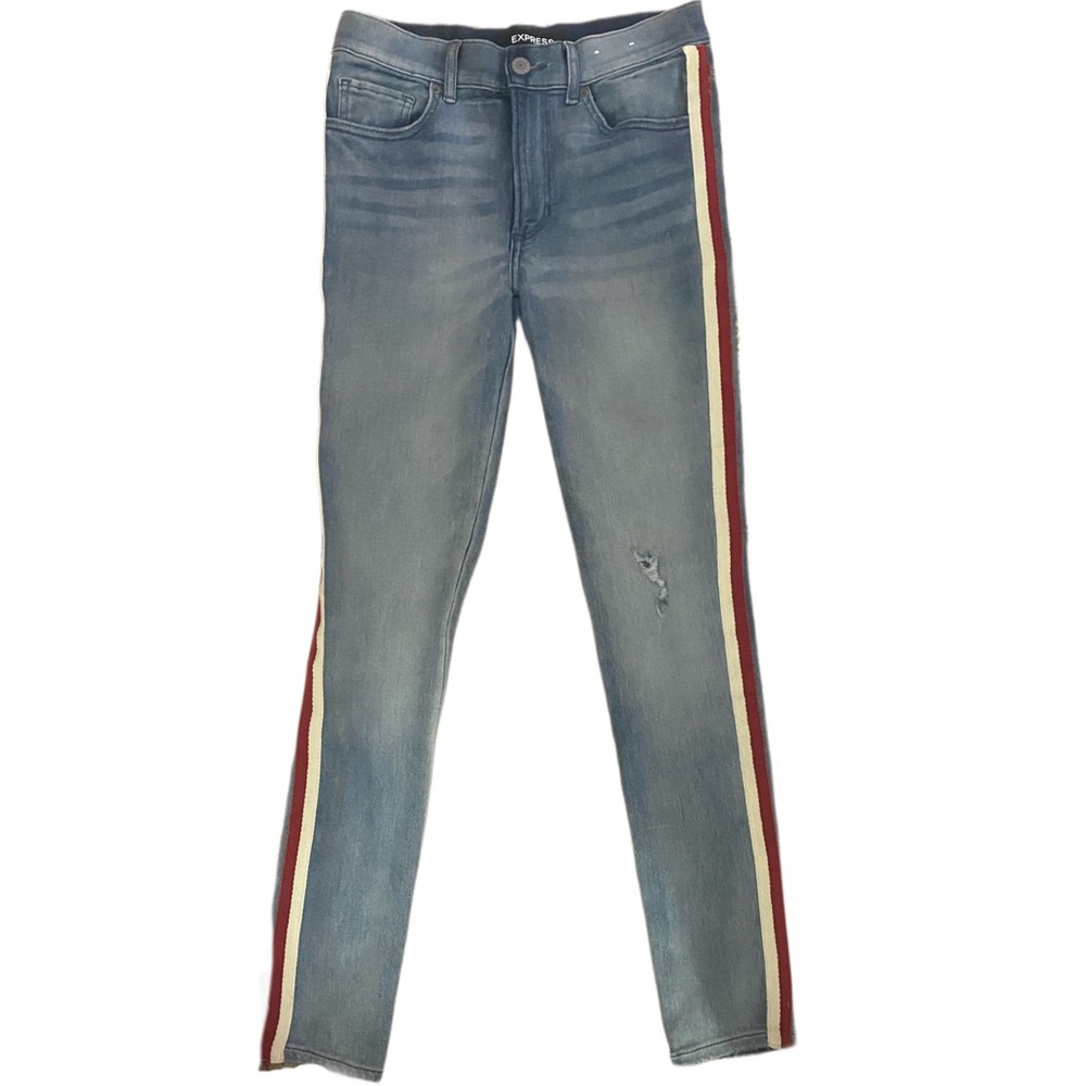 EXPRESS Jeans w/ Red & White Stripe